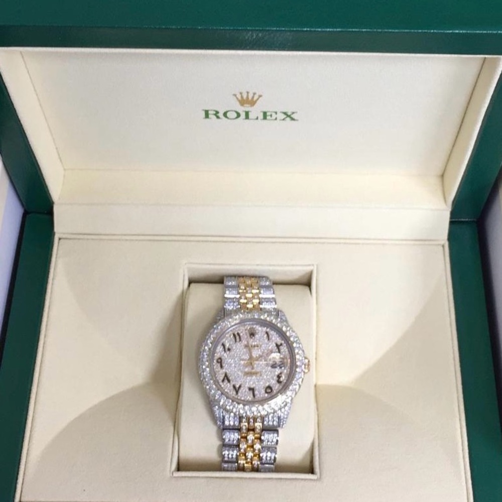 36mm Rolex Date Just fully iced out natural diamond watch